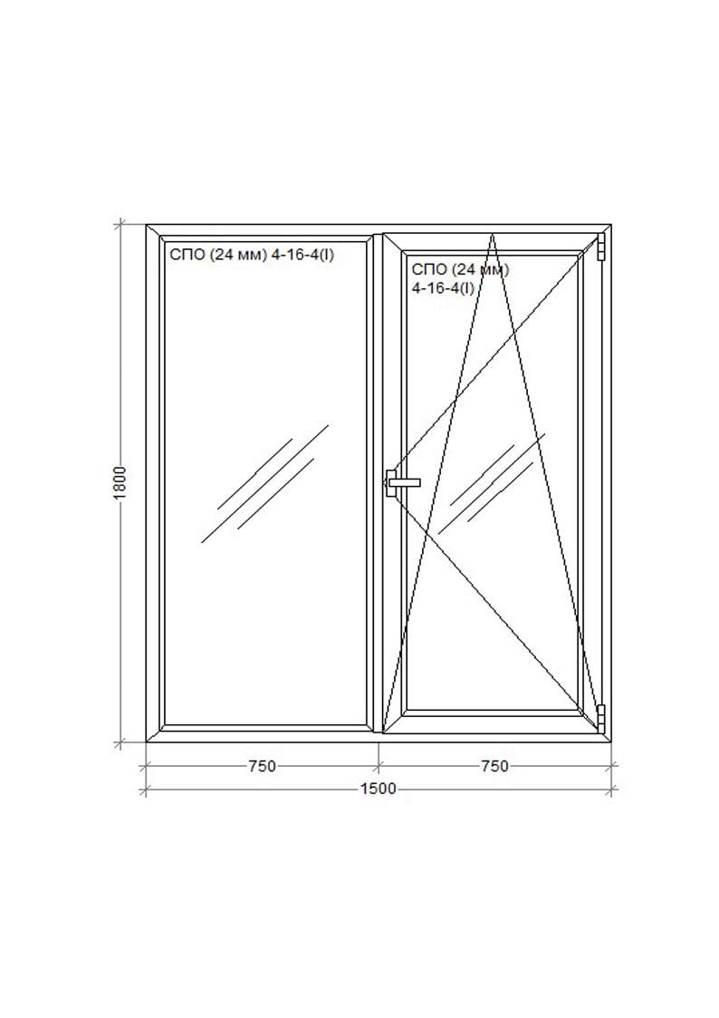 Окно металлопластиковое WDS 5S поворотно-откидное 1500х1800 мм - фото 2