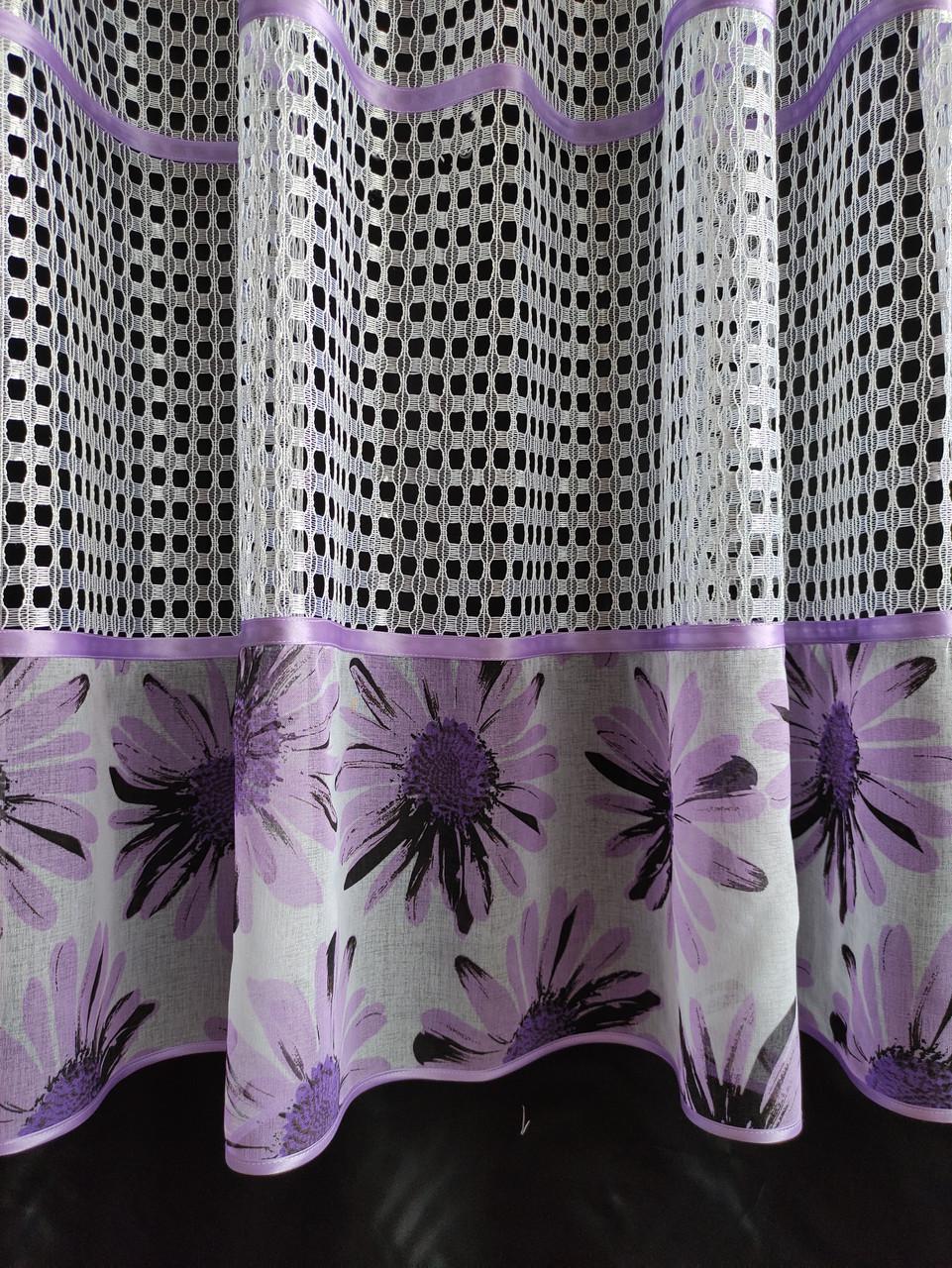 Гардина Полоса сітка і батист 290х165 см Білий/Бузковий (пр-03) - фото 3 Гардина Полоса сітка і батист 290х165 см Білий/Бузковий (пр-03) - фото 3