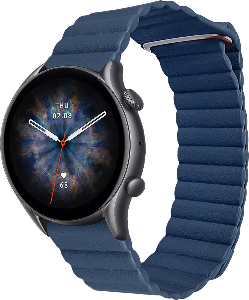 Ремешок кожаный Genis для Amazfit GTR 3 Pro Blue (26532-28)