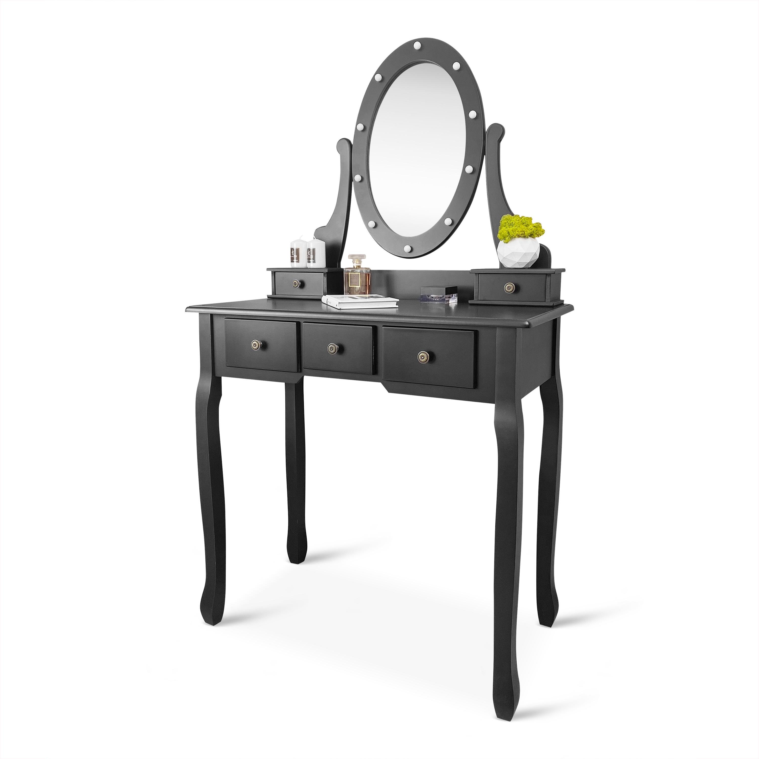 Туалетный столик с зеркалом Homart Denver с подсветкой и табуретом Черный (9360) - фото 4 Туалетный столик с зеркалом Homart Denver с подсветкой и табуретом Черный (9360) - фото 4