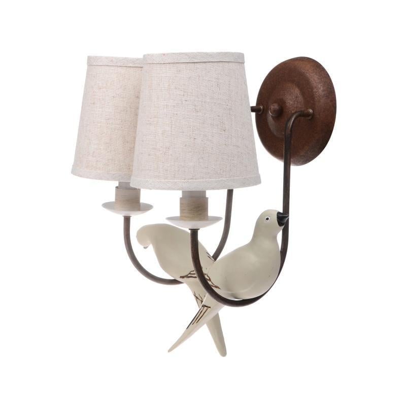 Бра настінне накладне Brille BCL-495W/2 E14 з птахом кантрі з абажуром