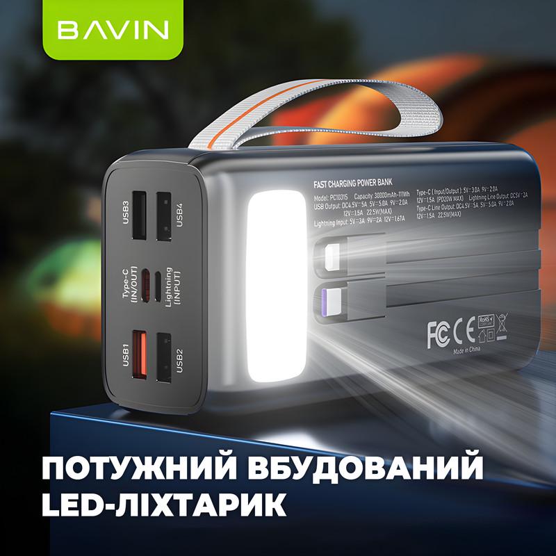 Повербанк BAVIN PC1031S 30000 mAh FAST CHARGING 22,5W White (Y-PC1031S-WH) - фото 7