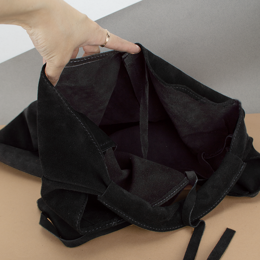 Сумка-шопер жіноча Virginia Conti 03801 замшева з гаманцем Чорний (2407998192) - фото 3