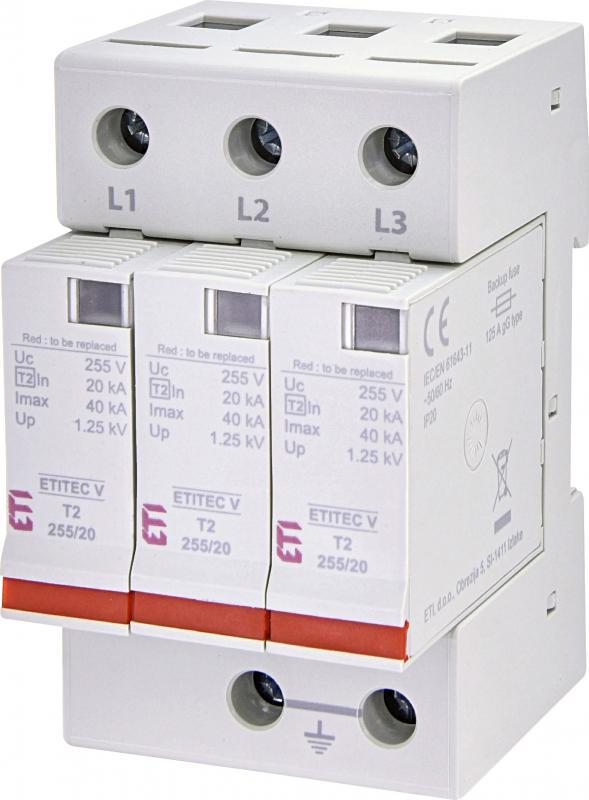 Ограничитель перенапряжения ETI ETITEC V T2 3Р 40кА 255В (2442955)