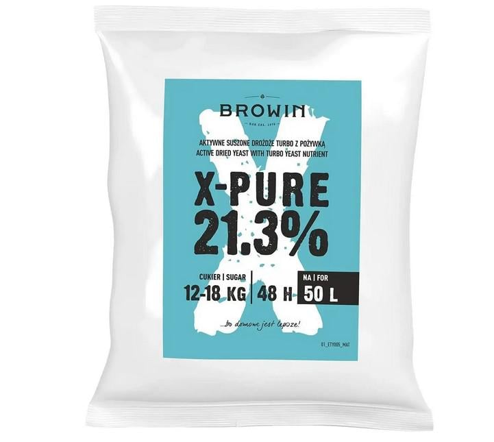 Дрожжи турбо Browin X-Pure 21,3 % 250 г на 50 л (ПР 403107)