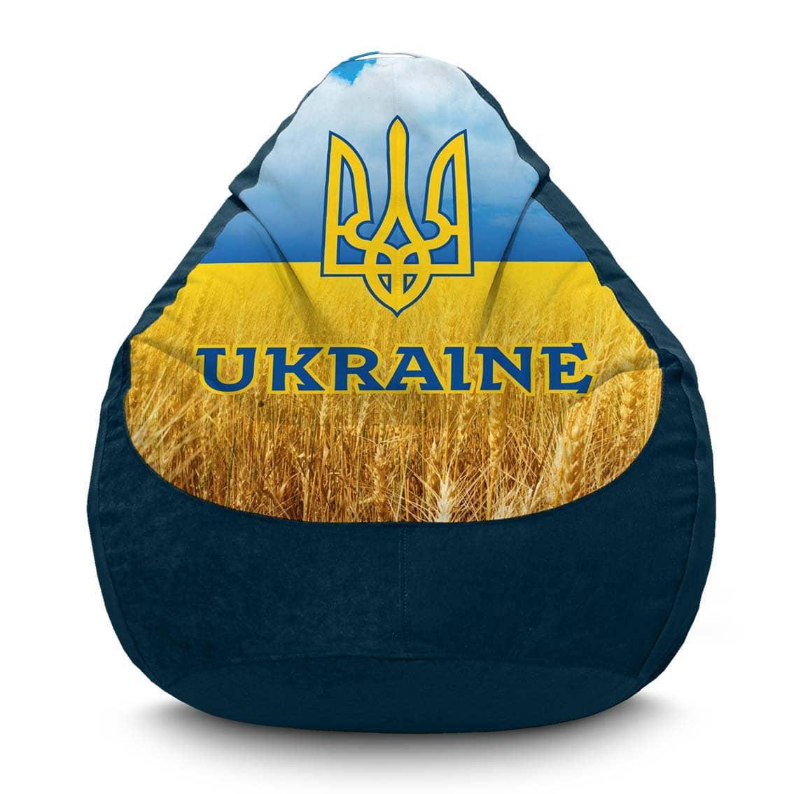 Кресло мешок iPuff Украина Пшеница Флок XL 80x110 см Темно-синий