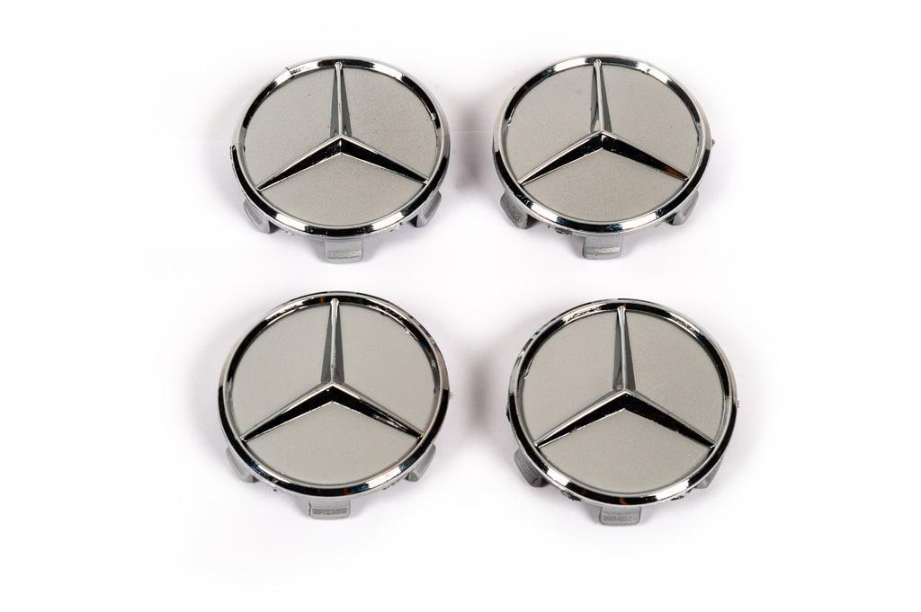 Колпачки на диски 71/75 мм без кольца Davs Auto для Mercedes abs-пластик Серый