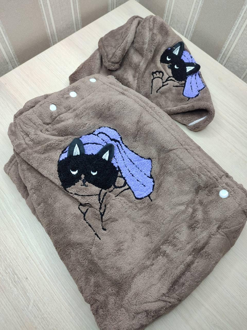 Комплект полотенец микрофибра с чалмой Серый (П4К-saunew-006-01)