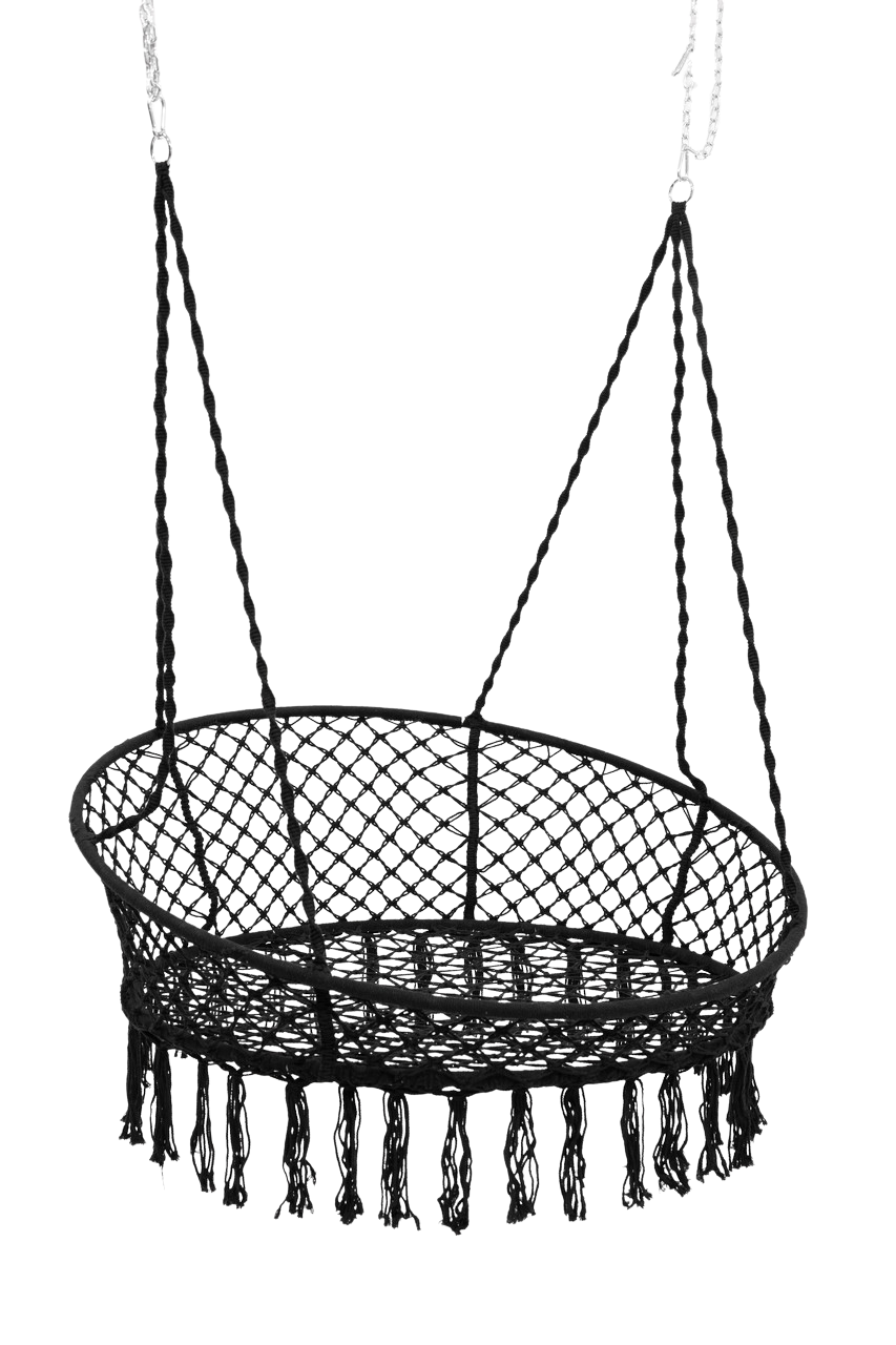 Гойдалка кругла підвісна з подушкою WCG 140 см Чорний (QNSW11BL1) - фото 7