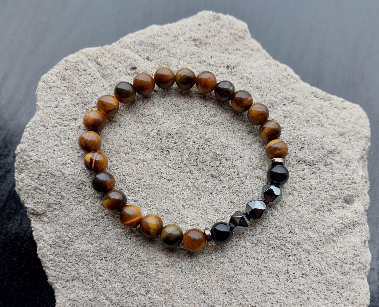 Браслет LITAURS из натурального камня тигровый глаз/гематит/агат L 18-21 см (250214-1) - фото 6 Браслет LITAURS из натурального камня тигровый глаз/гематит/агат L 18-21 см (250214-1) - фото 6