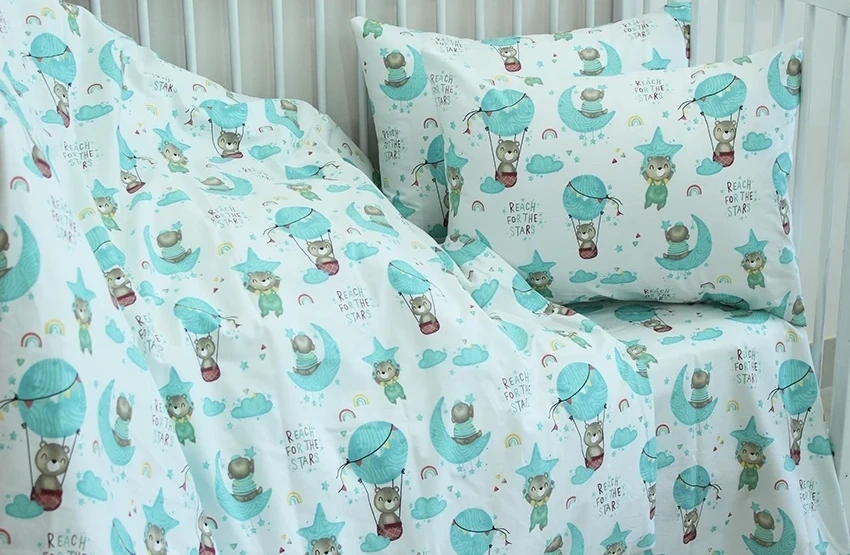 Комлпект постільної білизни у ліжечко TAG Tekstil До зірок Блакитний (11812) - фото 1