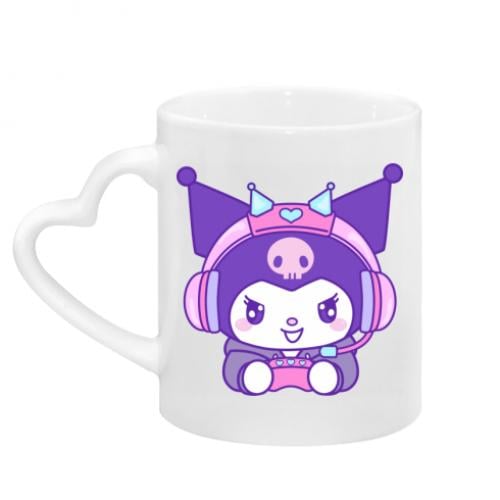 Чашка с ручкой в виде сердца Kuromi Cute Gamer 320 мл Белый (17436316-1-200671)