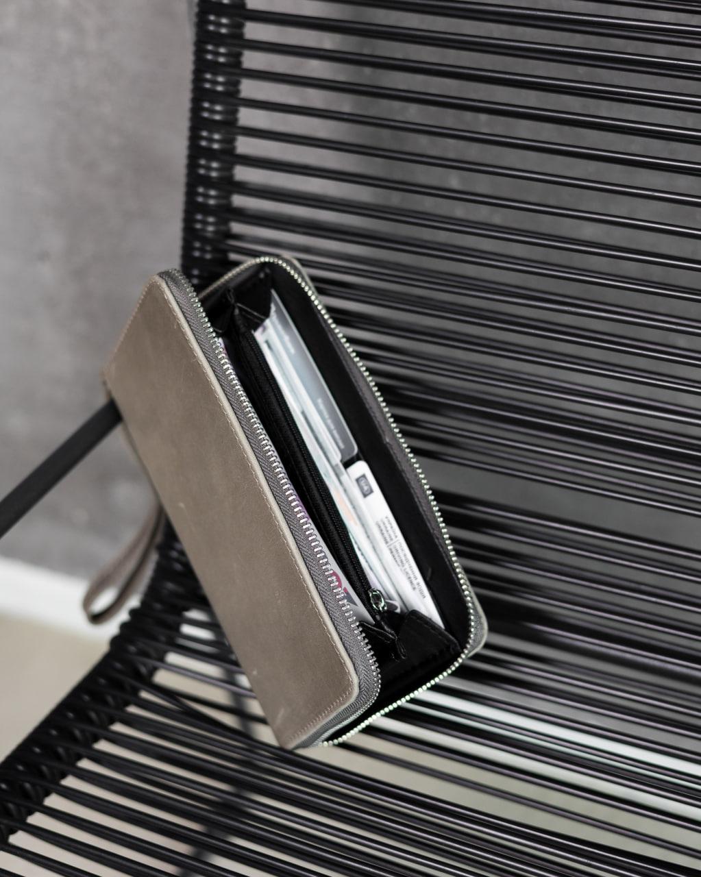 Клатч-гаманець шкіряний з натуральної шкіри Crazy Horse Сірий (2786206172) - фото 4 Клатч-гаманець шкіряний з натуральної шкіри Crazy Horse Сірий (2786206172) - фото 4