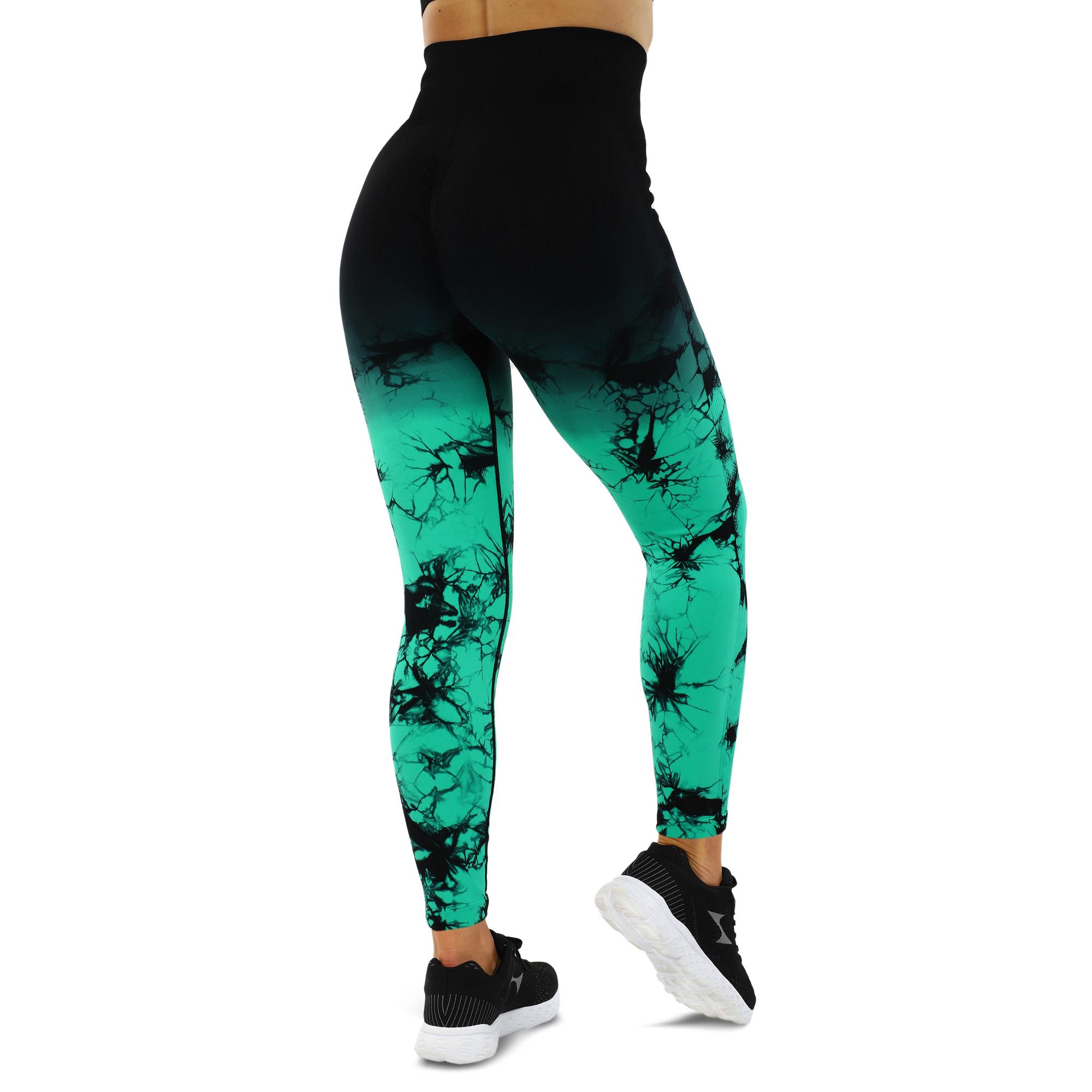 Лосины женские DOMINO 9072 бесшовные с эффектом пуш-ап мраморные тай-дай S Черно-зеленый (9072_Черный-зеленый_S) - фото 3 Лосины женские DOMINO 9072 бесшовные с эффектом пуш-ап мраморные тай-дай S Черно-зеленый (9072_Черный-зеленый_S) - фото 3