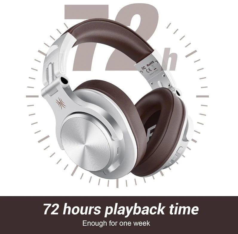 Навушники бездротові Накладні OneOdio A70 з мікрофоном Сірий (30469729) - фото 3