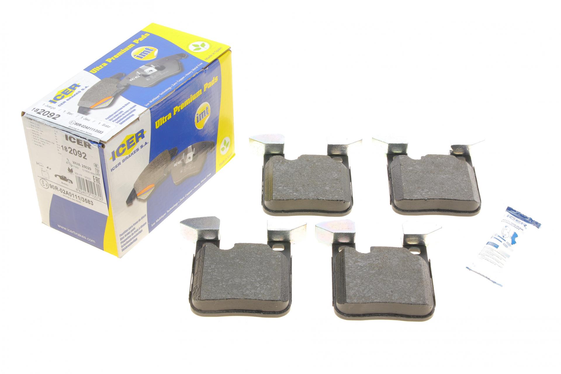 Колодки тормозные задние ICER BMW 1 F20/F21/3 F30/F31/F34/F80/4 F32/F82 11- B37/B47/N13/N47/N55 (182092)