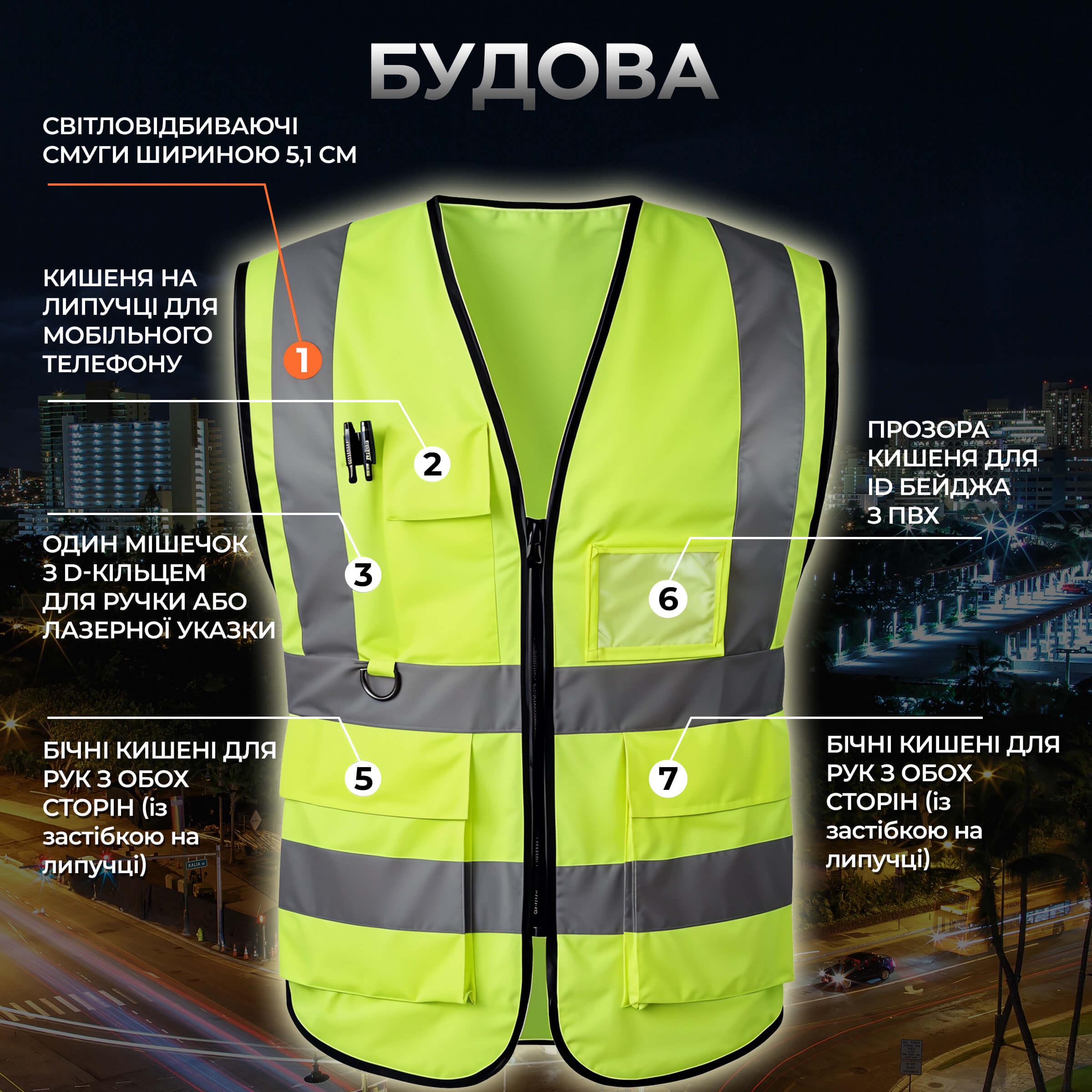 Сітловідбиваючий жилет Kayfovo HU-1495 з 3 кишенями на липучці/на блискавці ΧL Жовтий (29207) - фото 3 Сітловідбиваючий жилет Kayfovo HU-1495 з 3 кишенями на липучці/на блискавці ΧL Жовтий (29207) - фото 3