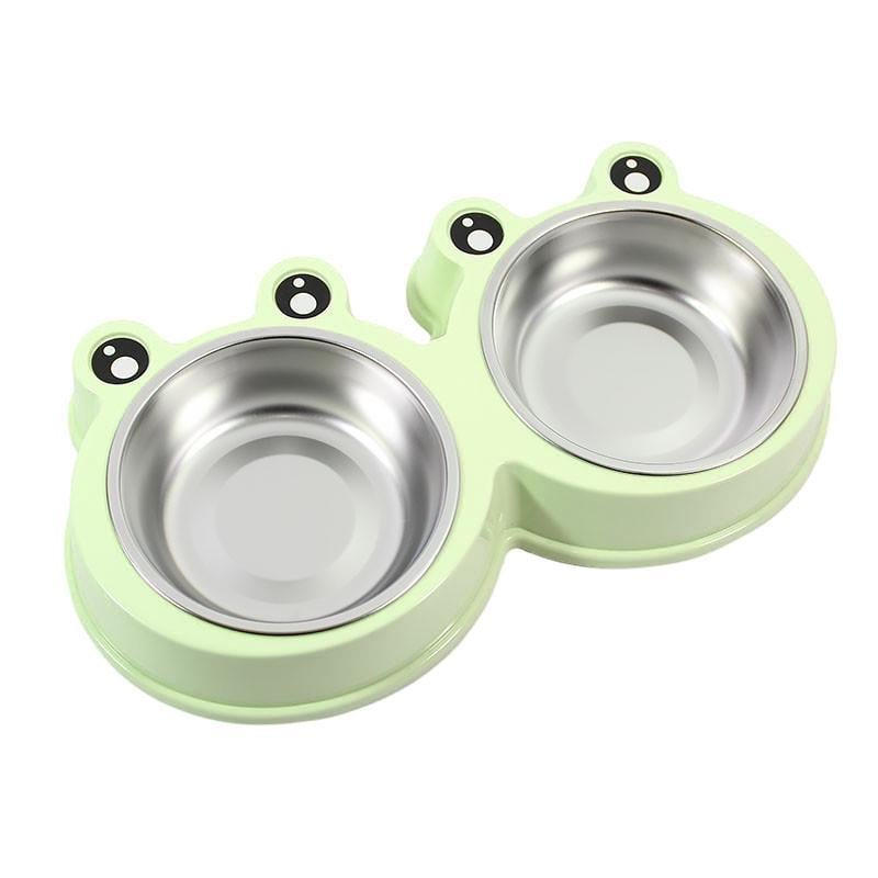 Миска для котів і собак Taotaopets Frog 135501 Green подвійна 36x20x5,5 см
