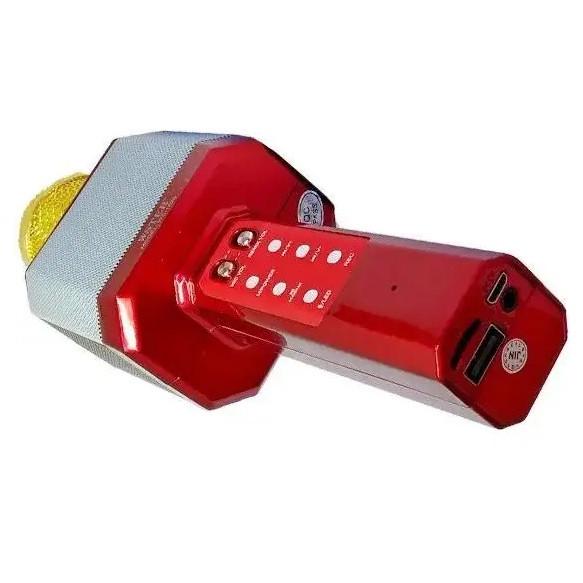 Микрофон для караоке Wster WS-1828 Bluetooth с функцией изменения голоса Red (3_06312) - фото 3