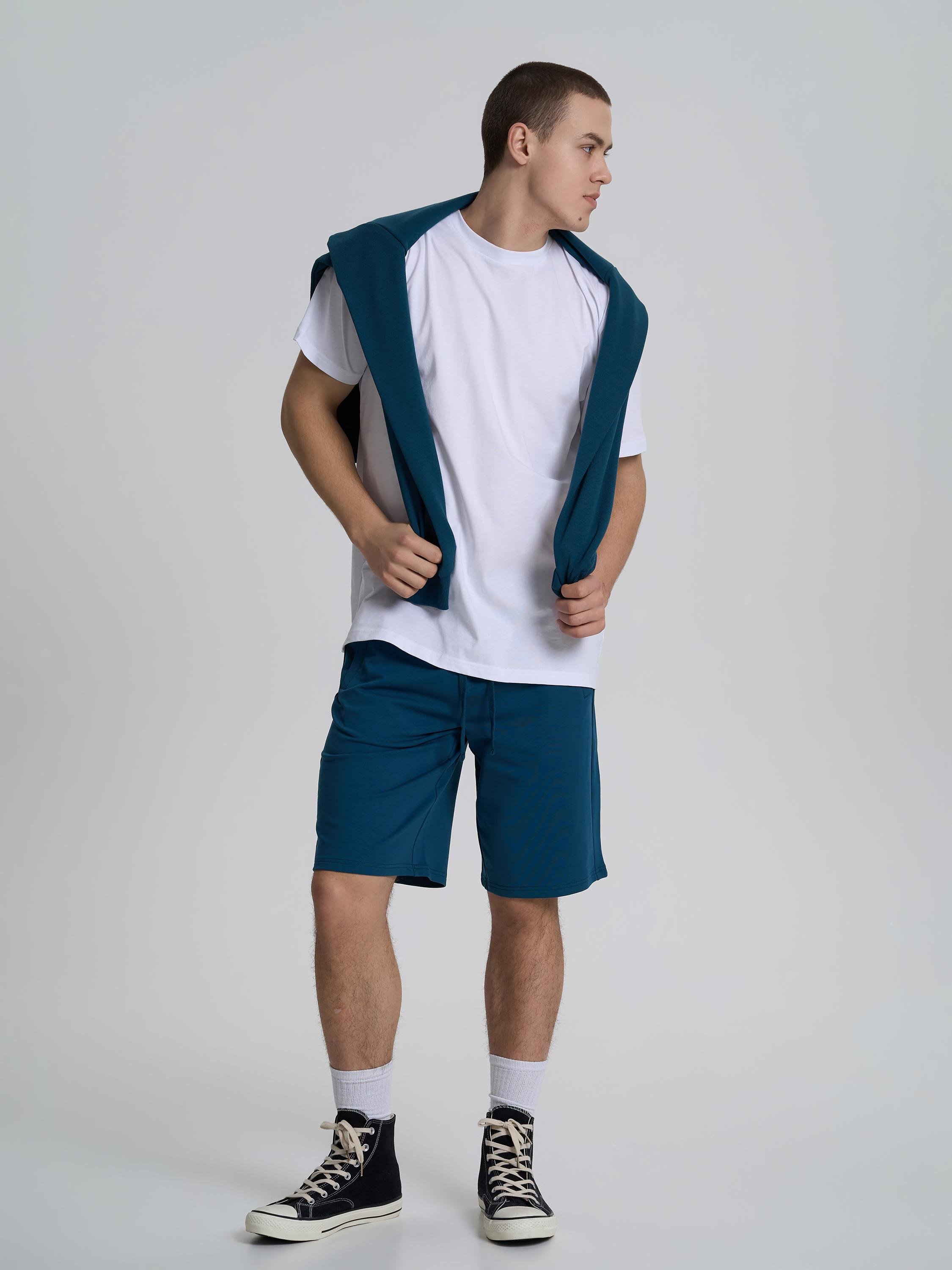 Шорти чоловічі однотонні ROZA 200242 M Синьо-зелений (4824005726750) - фото 2