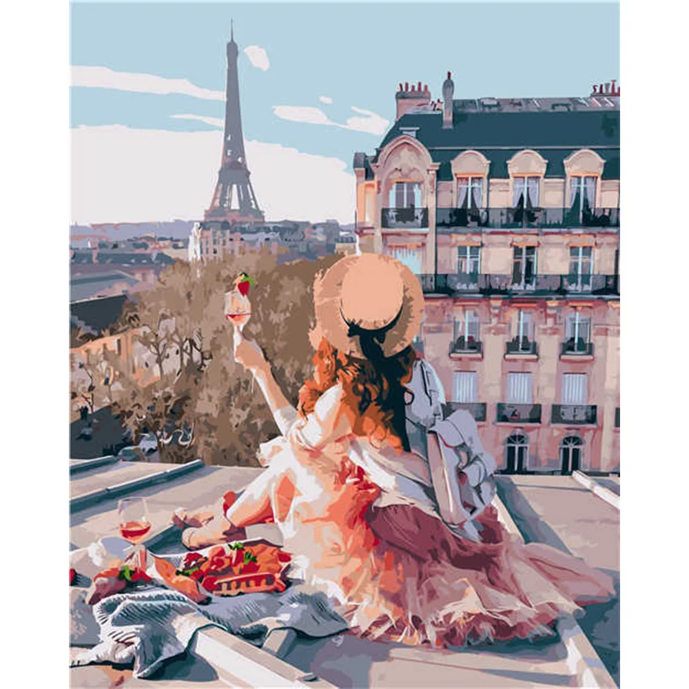 Картина по номерам Strateg Города На крышах Парижа в 40х50 см термопакете (VA-2651-mt)