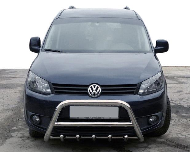 Кенгурятник WT003-4 60 мм с надписью CAN для Volkswagen Caddy 2015-2020 гг. нержавеющая сталь Хром