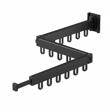 Сушилка для белья складная настенная 2в1 выдвижная конструкция/18 крючков Черный (29841303)