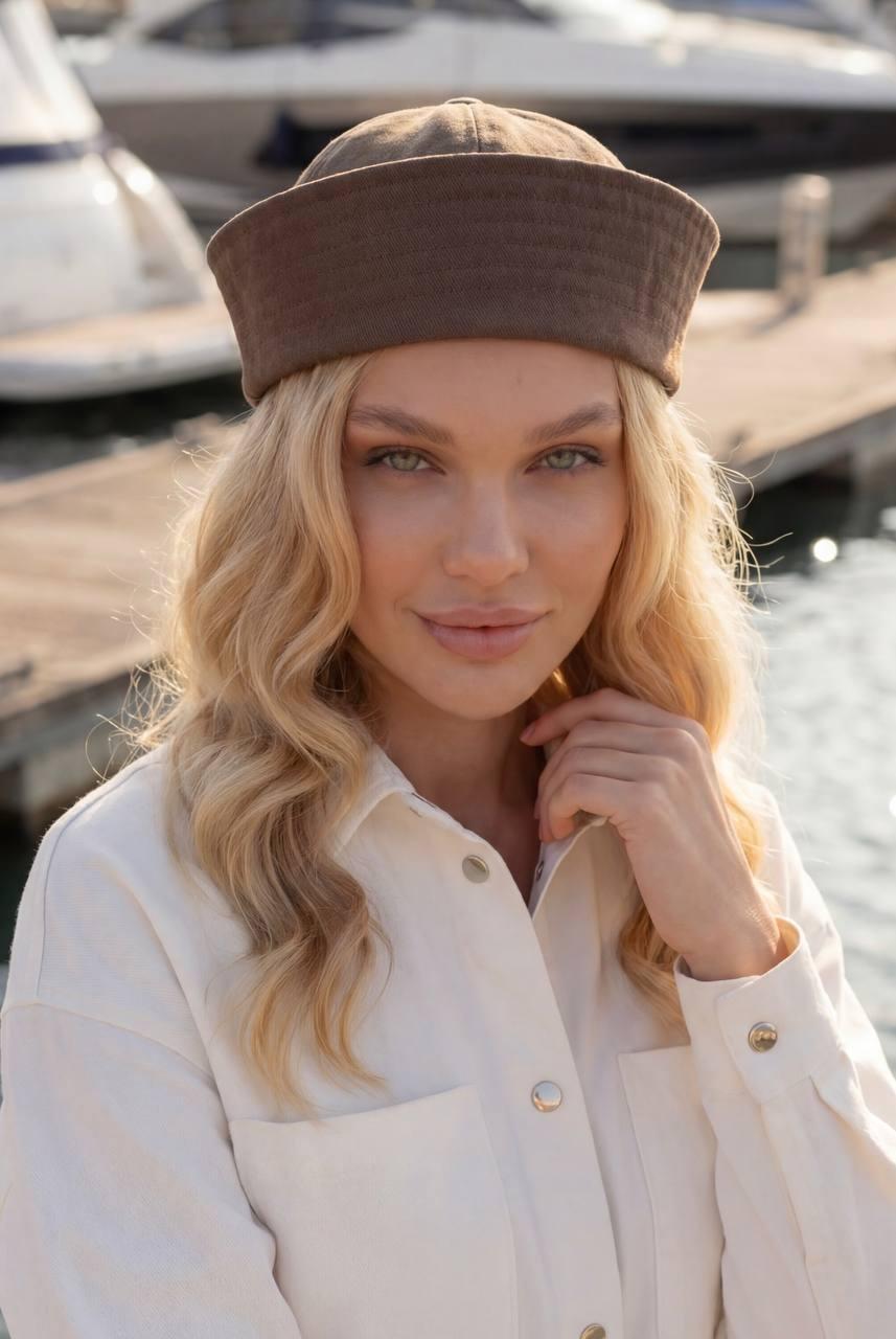 Женская " Морячка " из джинса , цвет коричневый