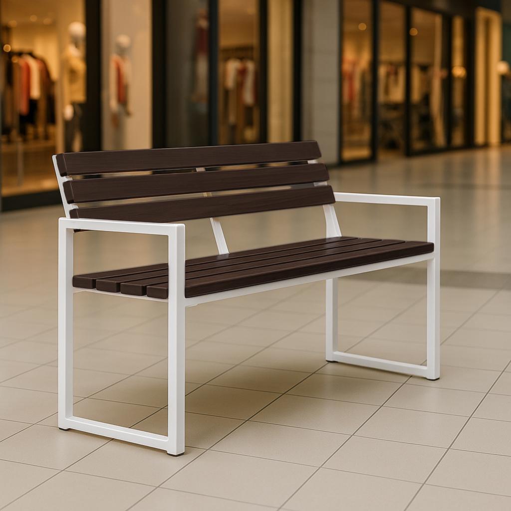 Скамейка садовая ТЕБИ ШО модерн люкс ПВХ 1614х838х545 мм Коричнево-белый