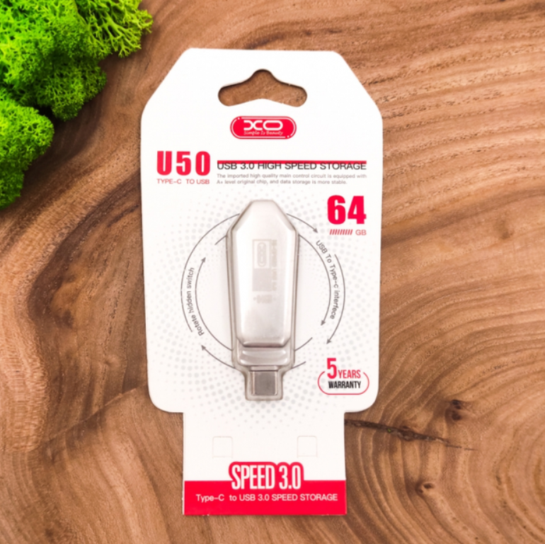 Флеш-память Xo U50 Type-C 3.0 64 Gb Стальной (MAW-44128_397) - фото 4 Флеш-память Xo U50 Type-C 3.0 64 Gb Стальной (MAW-44128_397) - фото 4