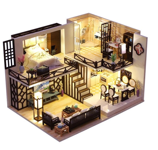 Румбокс 3D DIY House Вилла Ясинджу в стиле лофт и пылезащитный купол (M033-B)