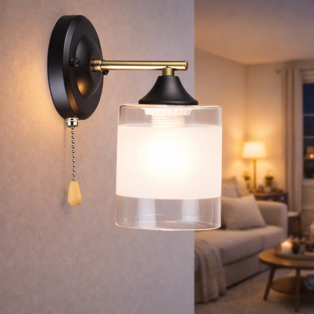 Бра Valeso с полупрозрачным плафоном под одну лампу Е27 Черный/Бронзовый (B K2345/1W BK+AB)