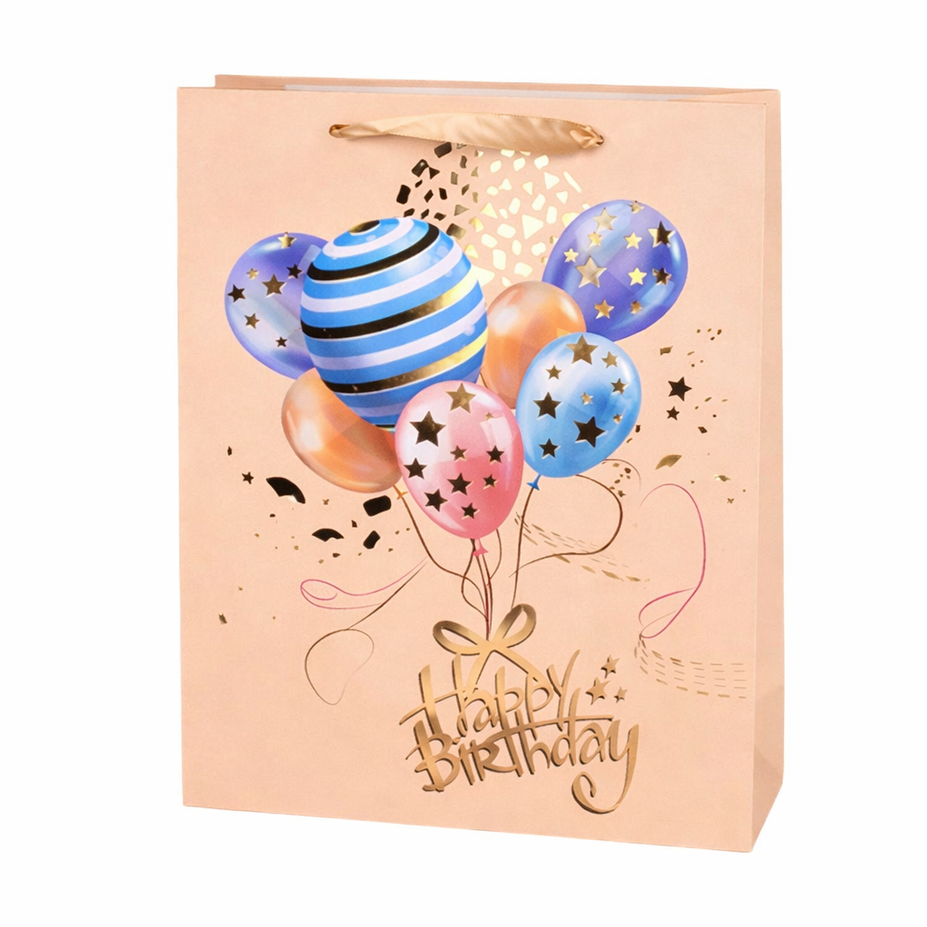 Подарунковий пакет Happy Birthday R96724-S Бежевий із золотим (R98083-S)