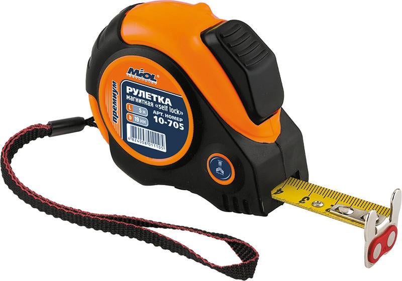 Рулетка Miol 5 м х 19 мм магнітна з двосторонньою розміткою (23087)