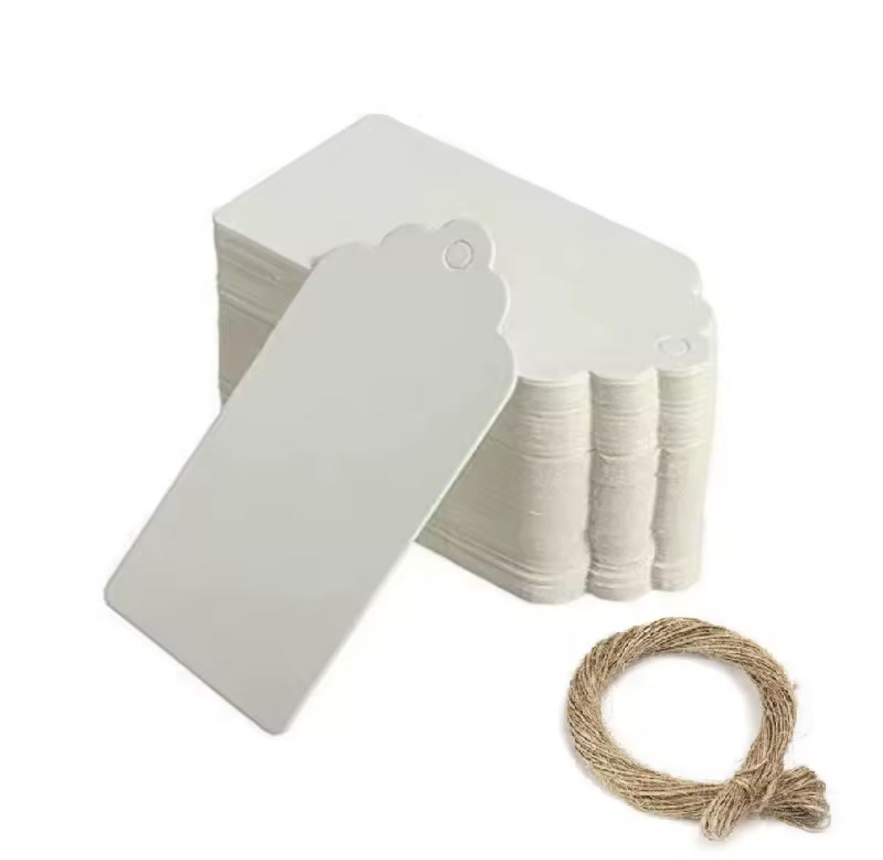 Бирка фигурная с веревкой 50х30 мм Белый