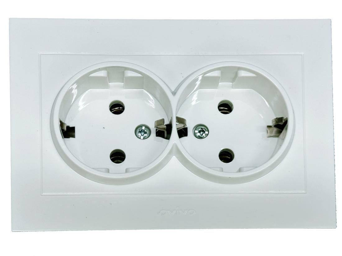Розетка двухместная с заземлением Ovivo Grano Белый (00000018612)