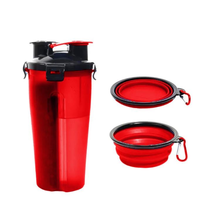Бутылка для корма и воды 2в1 переносная для собак Красный (1M1121) - фото 1 Бутылка для корма и воды 2в1 переносная для собак Красный (1M1121) - фото 1