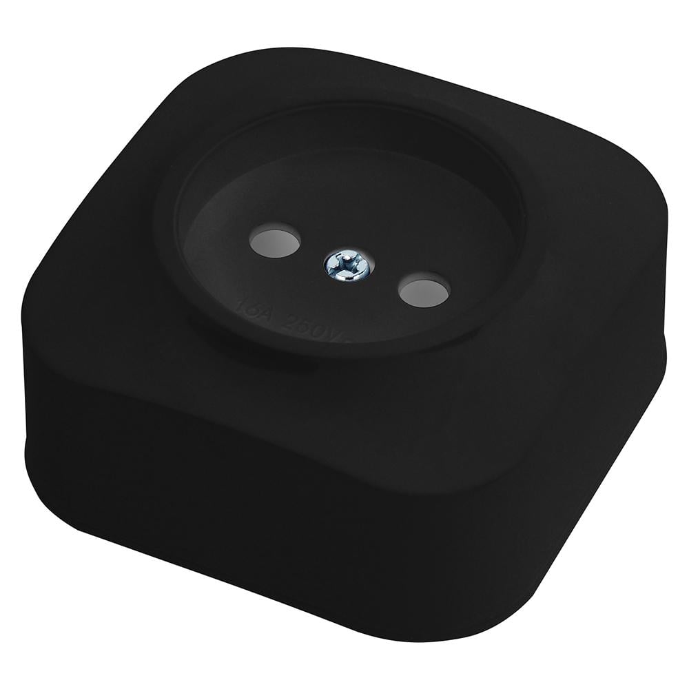 Розетка накладная одинарная без заземления EVA Черный (29125929)