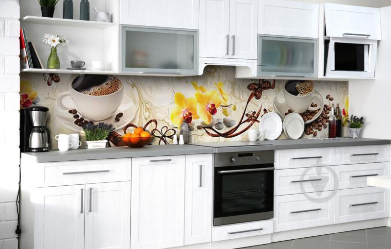 Скинали на кухню Zatarga «Кофейное благоухание» 600х2500 мм виниловая 3Д наклейка кухонный фартук Z184467