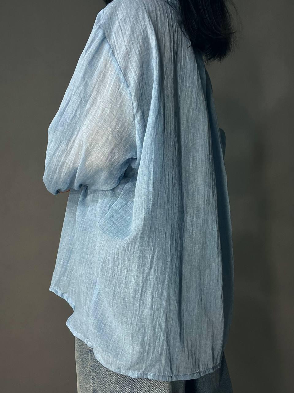 Рубашка женская Xingyue 388 с карманом жатка OS Голубой (26730536) - фото 7