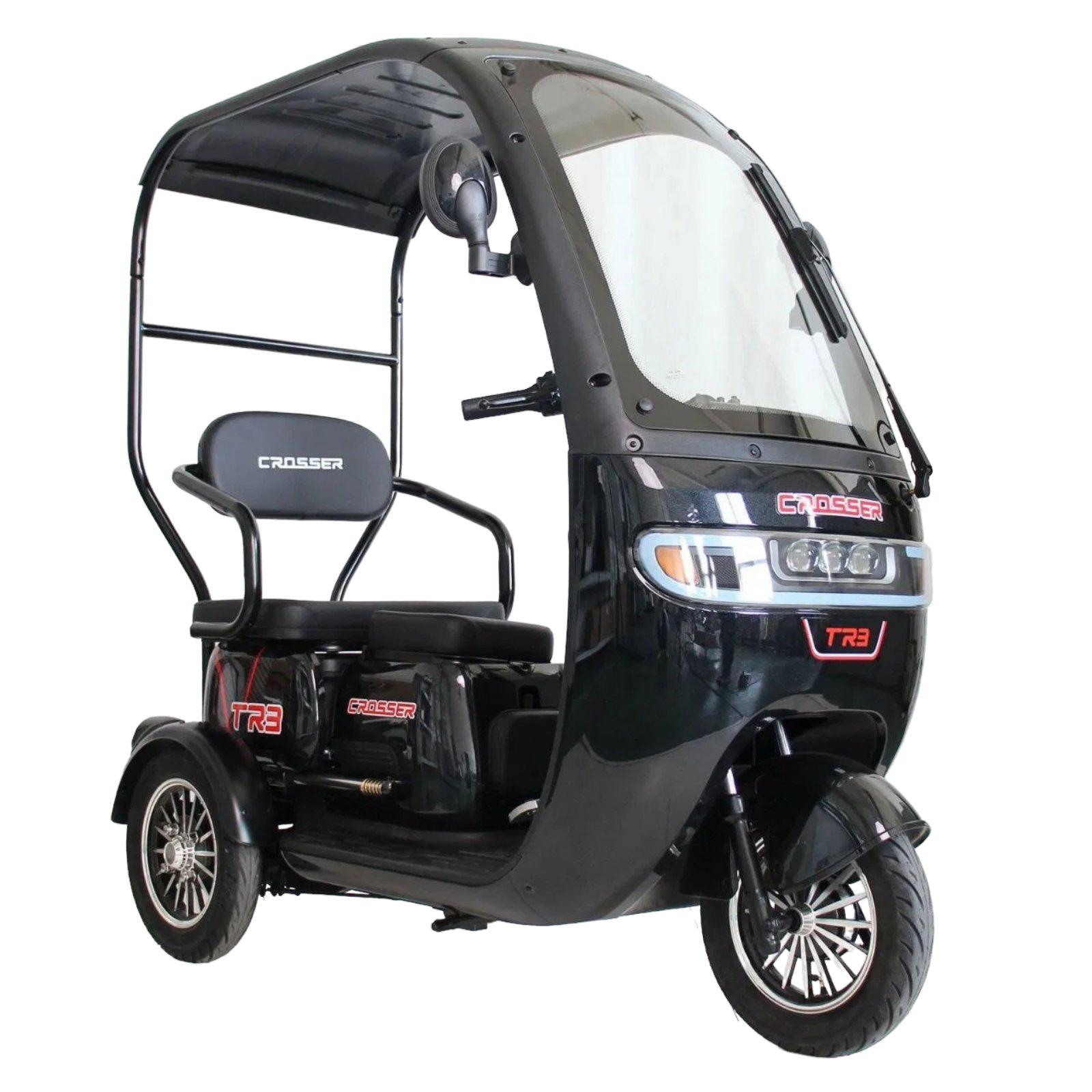 Электроскутер трехколесный Crosser TR3 Трицикл с чехлом дождевиком 800W/72V/20Ah Черный