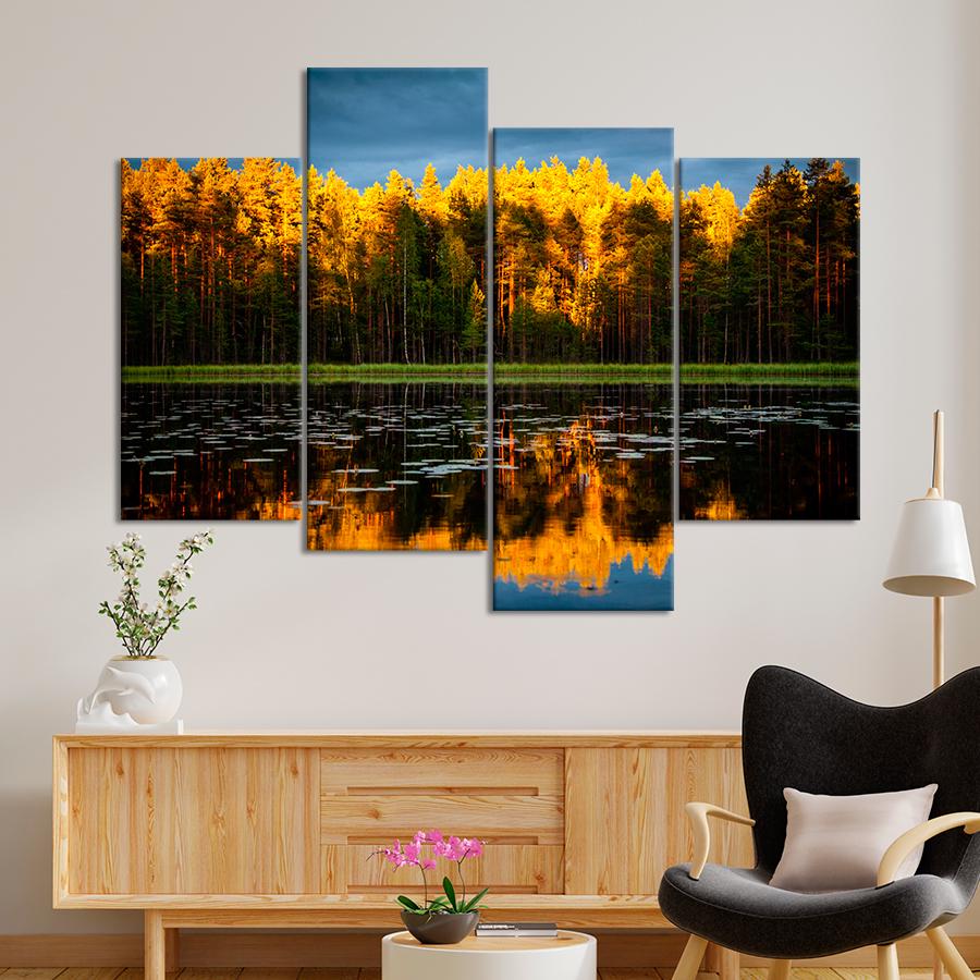 Картина природа Осенний пейзаж на берегу озера 89x56 см (A1090-4)