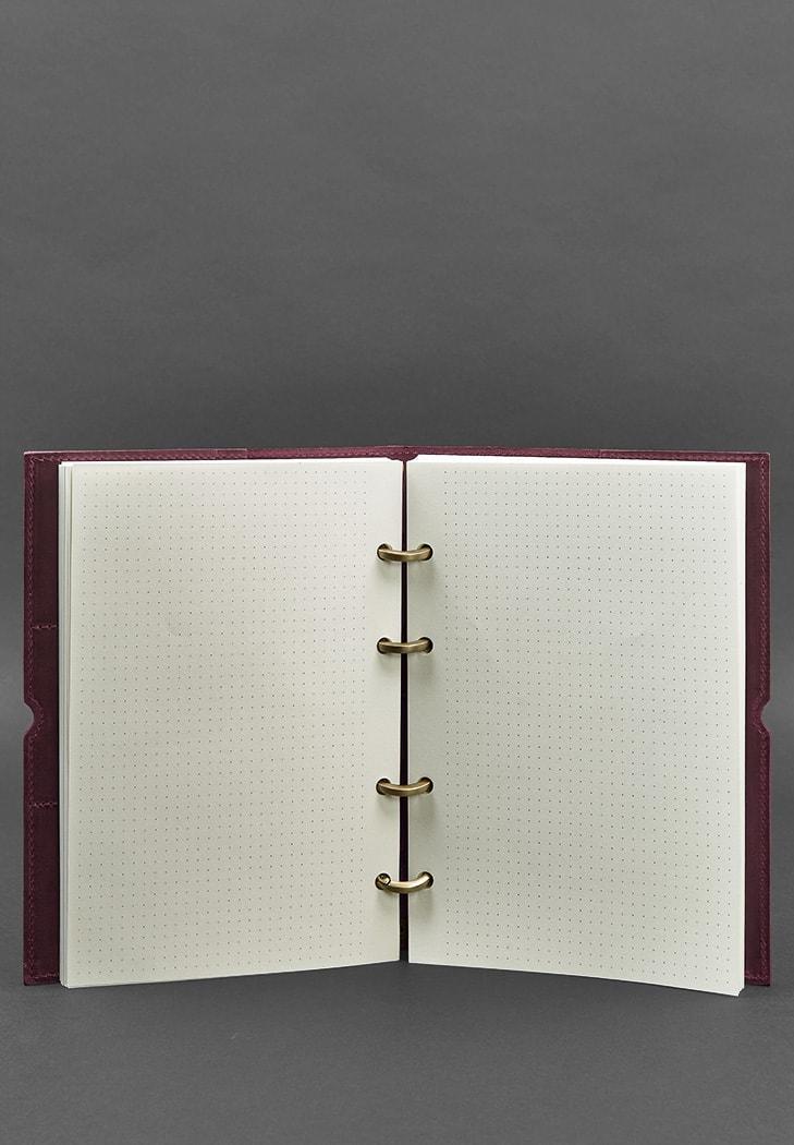 Блокнот шкіряний А5 на кільцях Софт-бук 9.0 в м'якій обкладинці Бордовий (A-026829) - фото 6