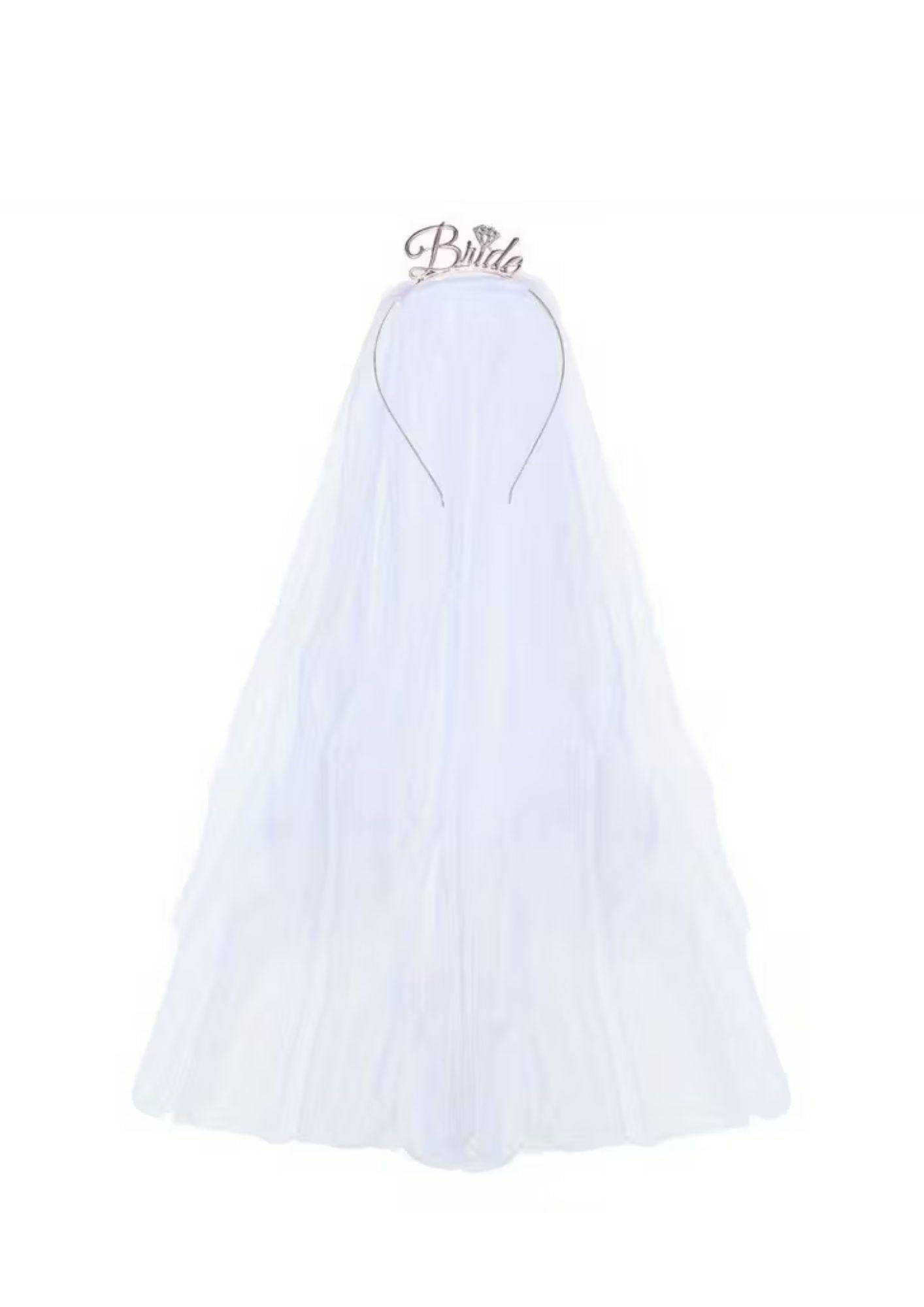 Обруч для нареченої для дівич-вечора з фатою «Bride» Золотий (91) Обруч для нареченої для дівич-вечора з фатою «Bride» Золотий (91)