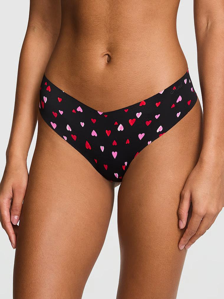 Трусики стринги Victoria's Secret Pink No-Show Thong Panty S Черный (27172439)