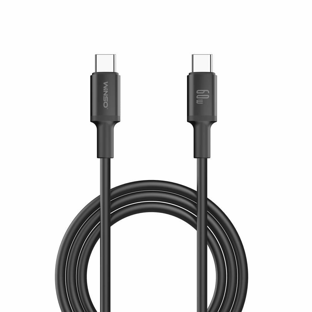 Кабель Winso Pro Type-C to Type-C 60W TPE 1,2 м Черный (222125B)