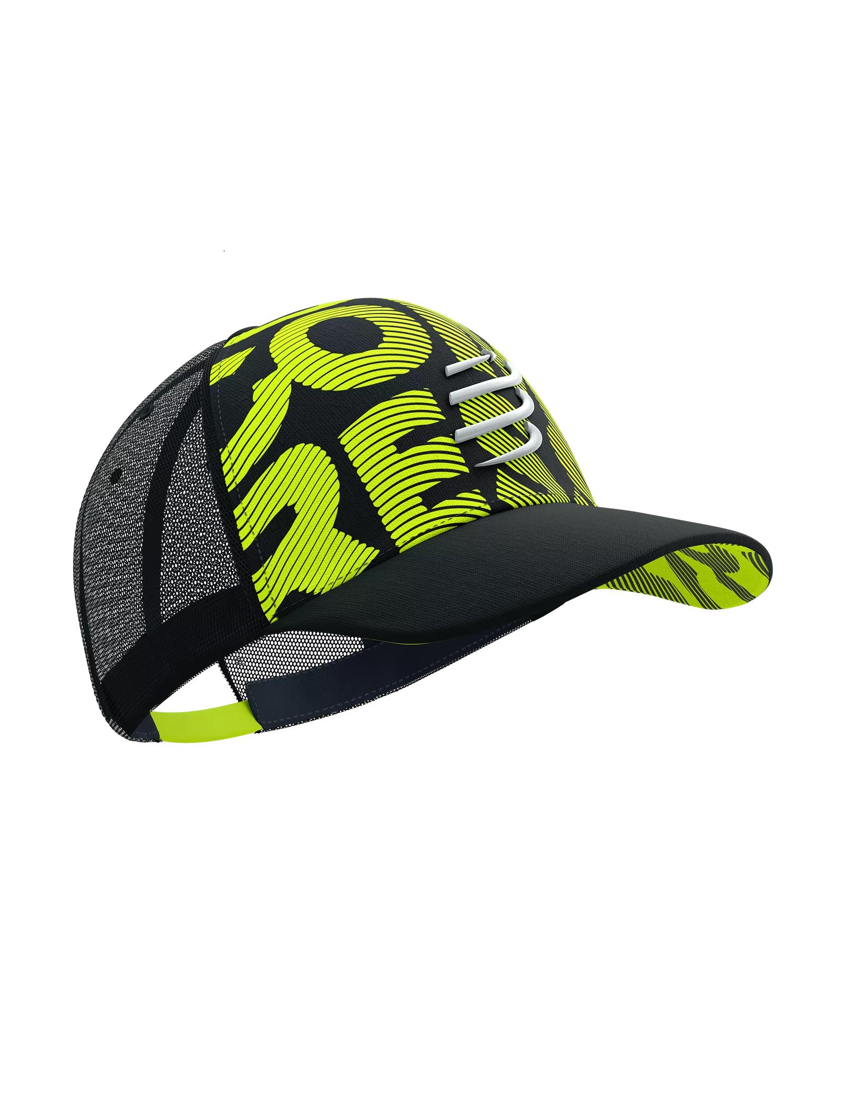 Кепка Compressport Trucker Flash с сеткой и изогнутым козырьком One Size Black/Fluo Yellow (602663)