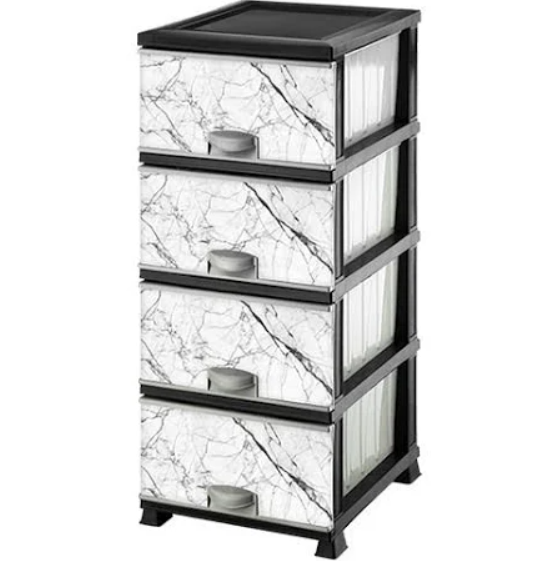 Комод пластиковый Elif 10302 с рисунком Белый мрамор (NA004682)