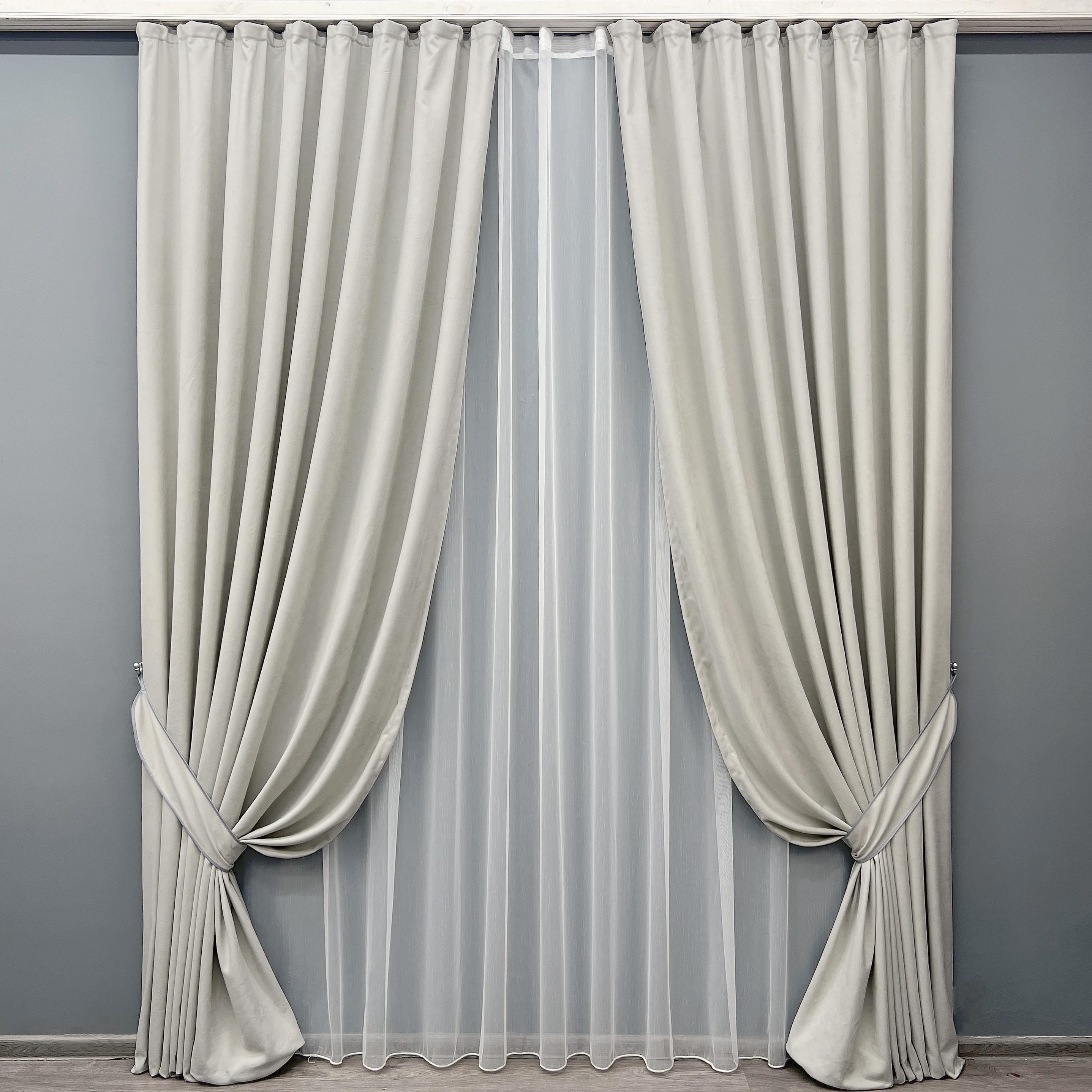Комплект штор VR-Textil Petek YL №2019ш мікровелюр 150х270 см 2 шт. Тауп (33-1007)
