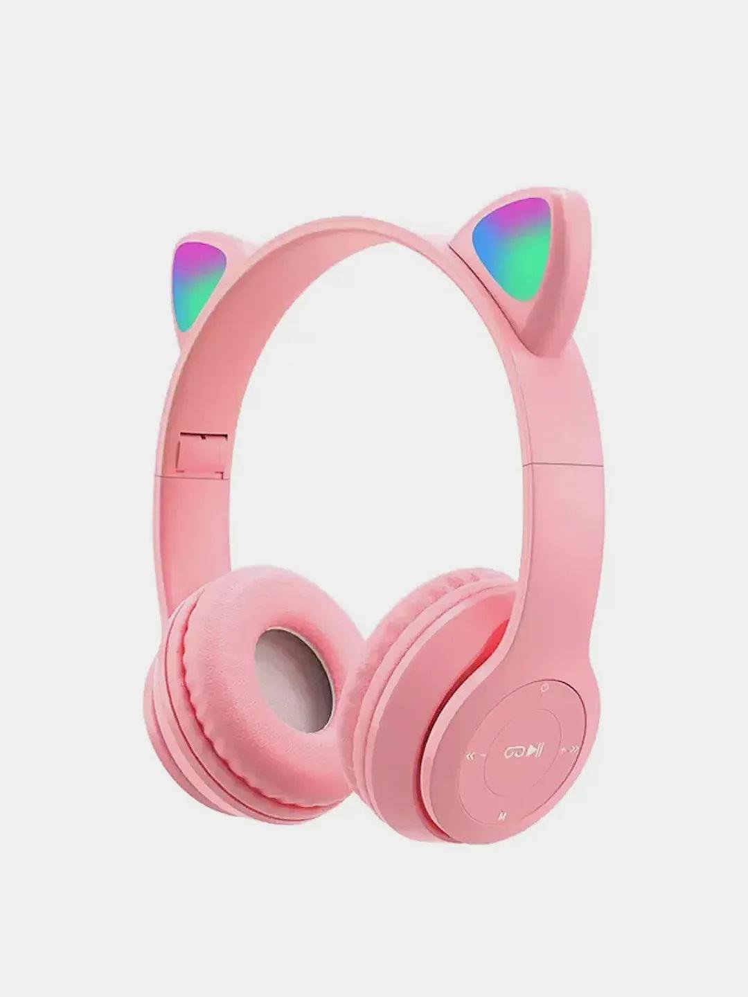 Наушники беспроводные Cat Ear P47M с кошачьими светящимися ушками Pink (P47M Pink)